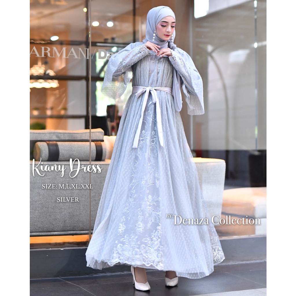 Kiany Dress / Kebaya Gamis Modern / Gamis Pesta Mewah / Dress Brukat Kondangan