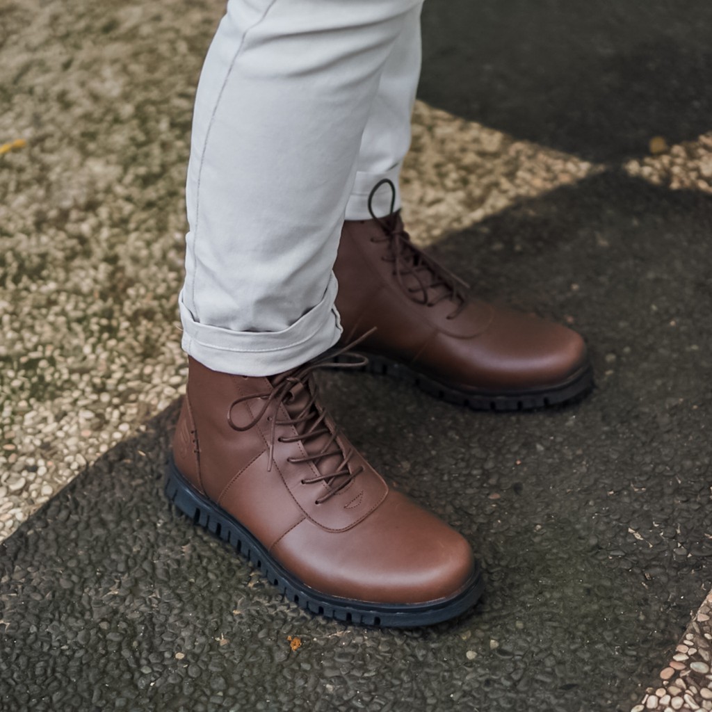 Nathan Brown | Sepatu Kulit Asli Formal Vintage Klasik Simpel Pria Cowok Men Boots | FORIND x BARNUM