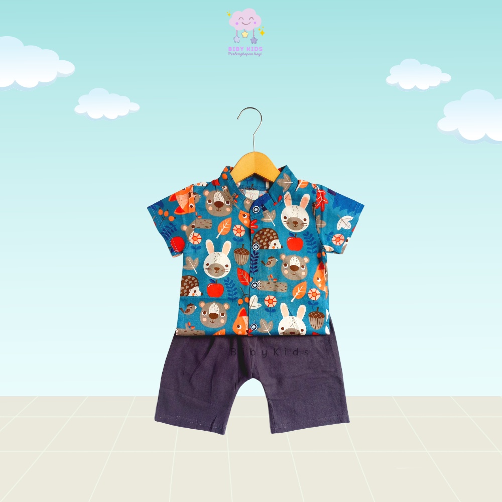 Setelan Kemeja Anak Laki-Laki Import Setelan Baju Anak Motif AnimalFashion Bayi Dan Anak Laki-Laki Murah