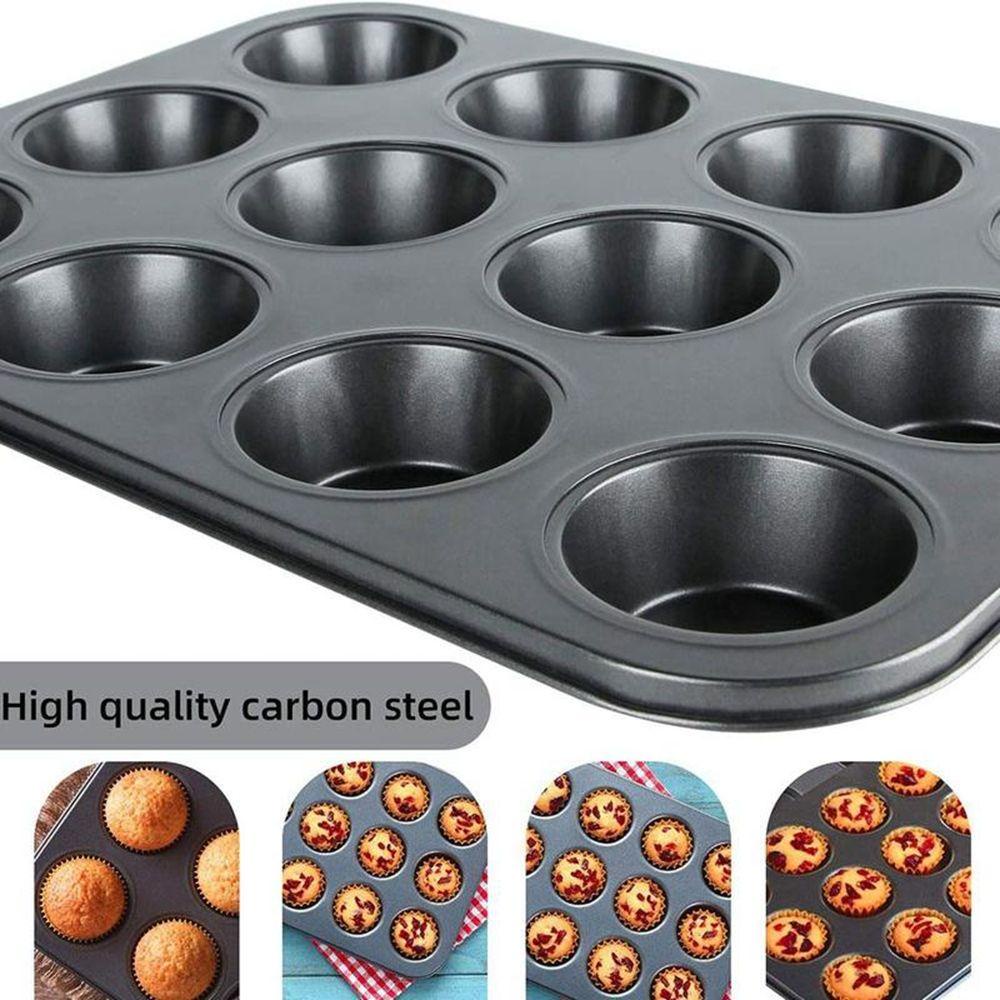 [Elegan] Cupcake Baking Tray Carbon Steel Loyang Cupcake Bulat Baking Dish Loyang Anti Lengket