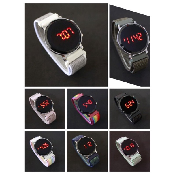 Jam tangan LED Digital wanita / Jam tangan kekinian LED Digital strap nylon