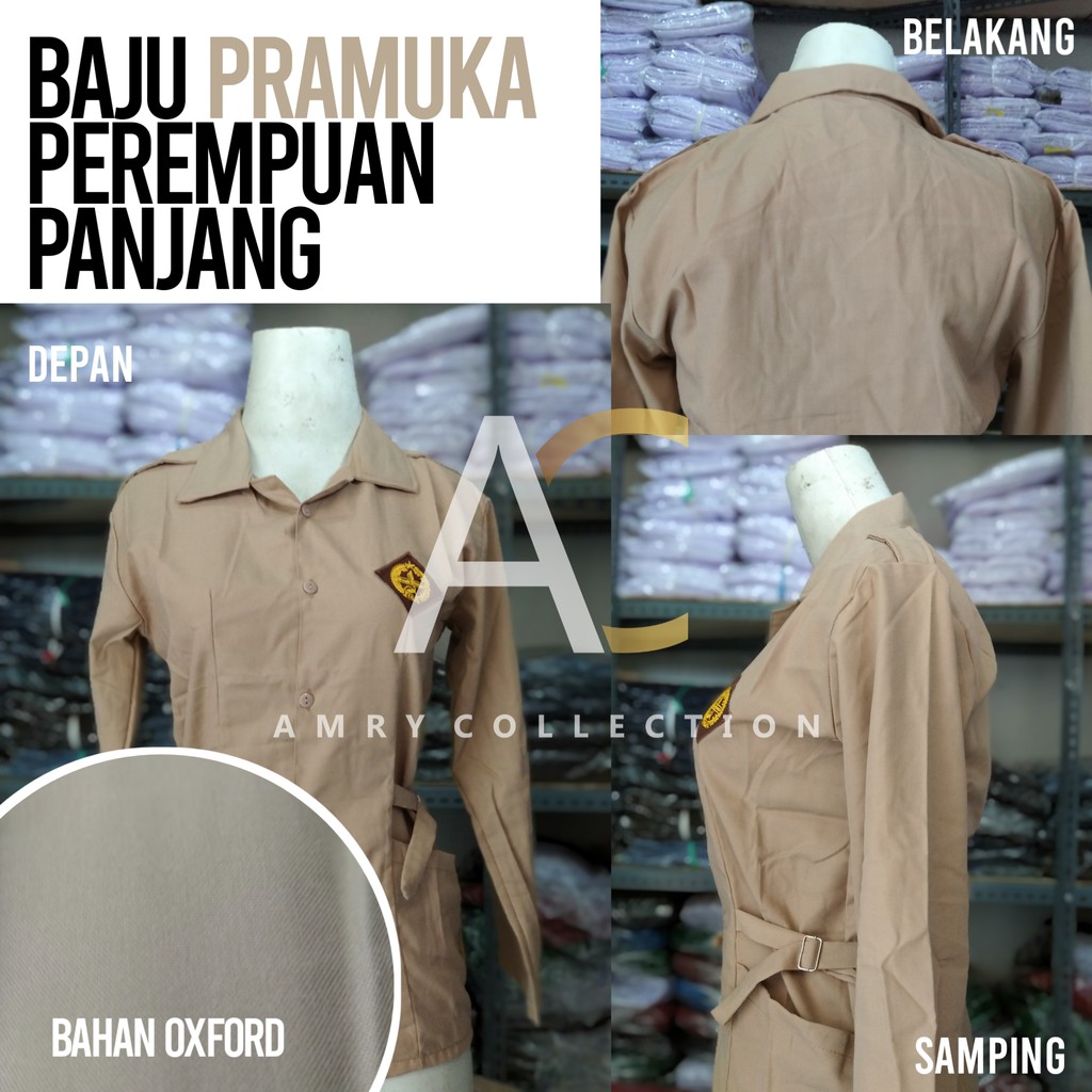 Baju pramuka SD SMP SMA Lengan panjang (Perempuan) Bahan GS Seragam sekolah