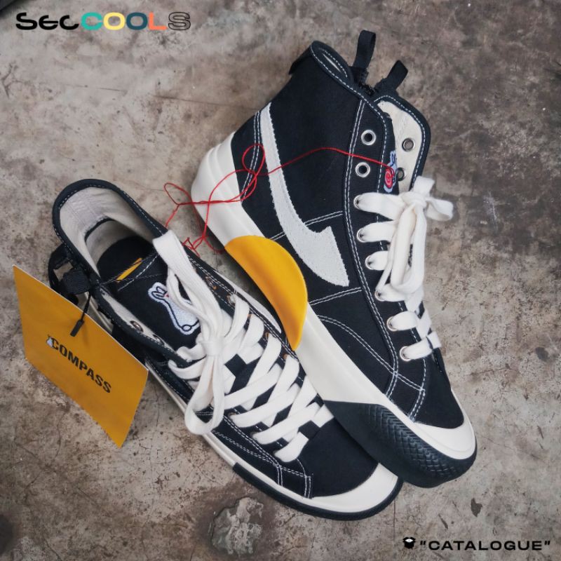 Sepatu Compass Proto1 x FR2 Edisi Indonesia V1 - Hi Black/White