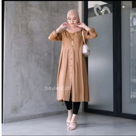 Setelan Atasan Baju Tunik Wanita Remaja Kekinian Muslim Jumbo Busui Polos Bahan Rayon Premium