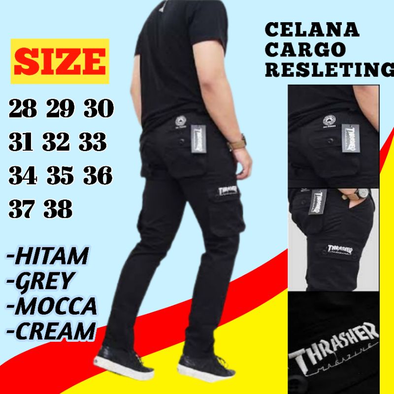 Celana Cargo Joger Pants Panjang Pria Kantong Samping Belakang Timbul Keren Distro Kerja Harian Libu