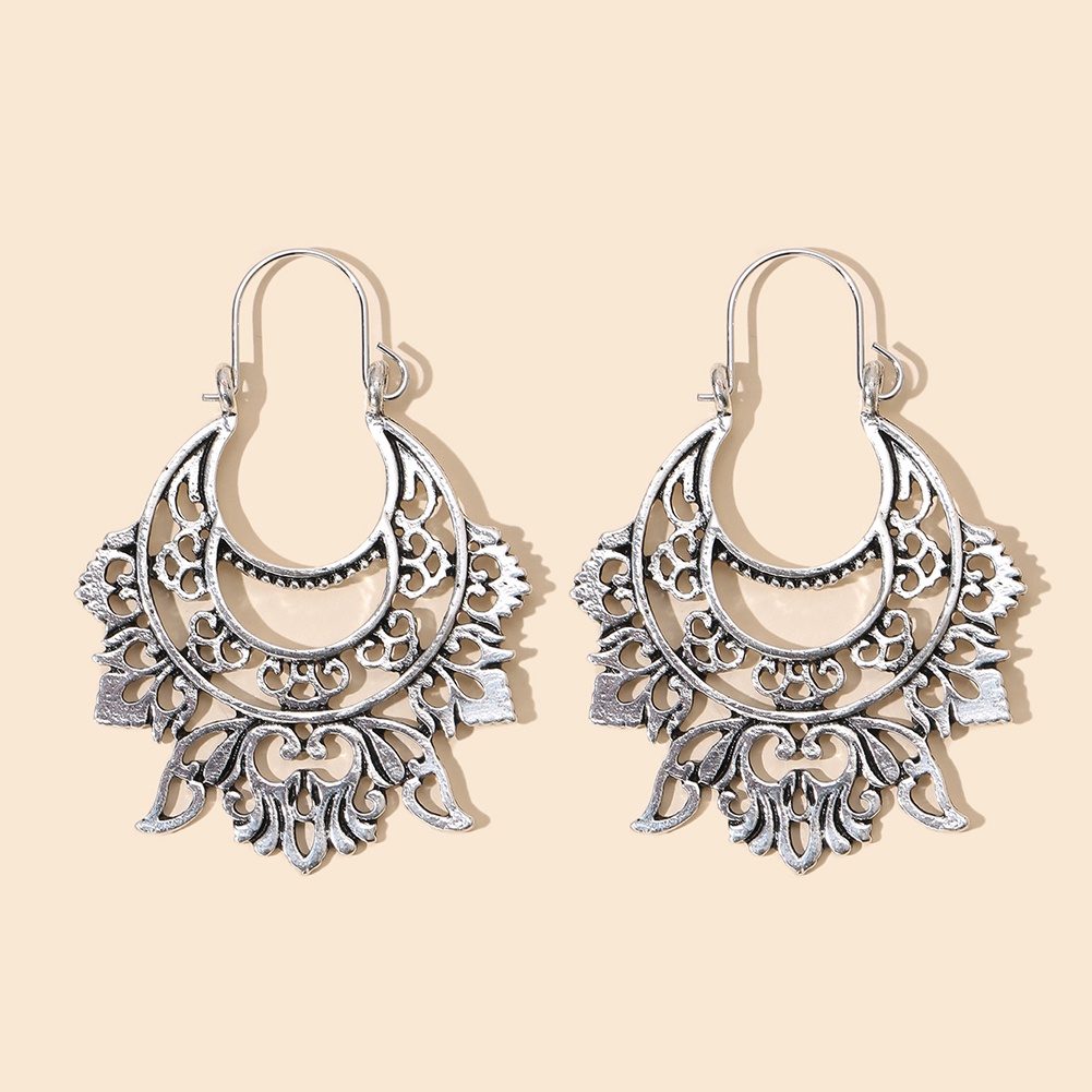 Hu Hu Hu Hu Hu Alat Bantu Pasang Kacamata♡ Anting Tusuk Gantung Wanita Desain Setengah Lingkaranukiran Hollow Gaya Vintage Untuk Hadiah