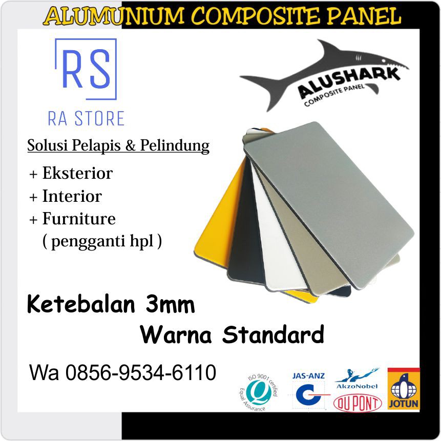 ACP - Alumunium Composite Panel ALUSHARK tebal 3mm Black Glossy