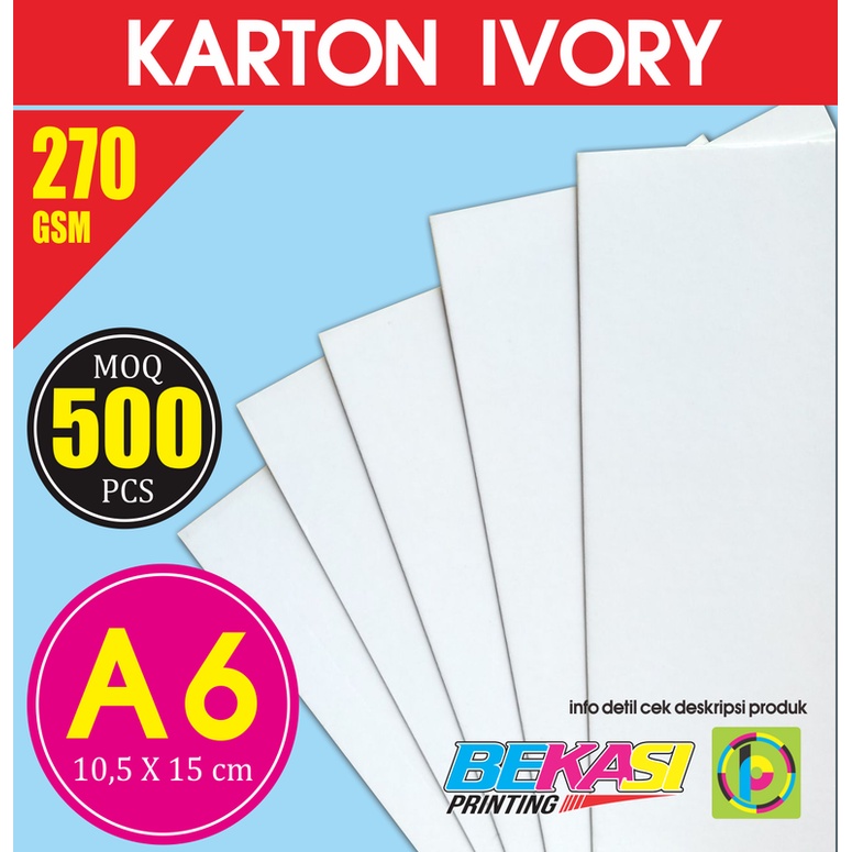 

Karton Carton IVORY 270 GSM Ukuran A6 10.5x14.8 cm isi 500 Lembar