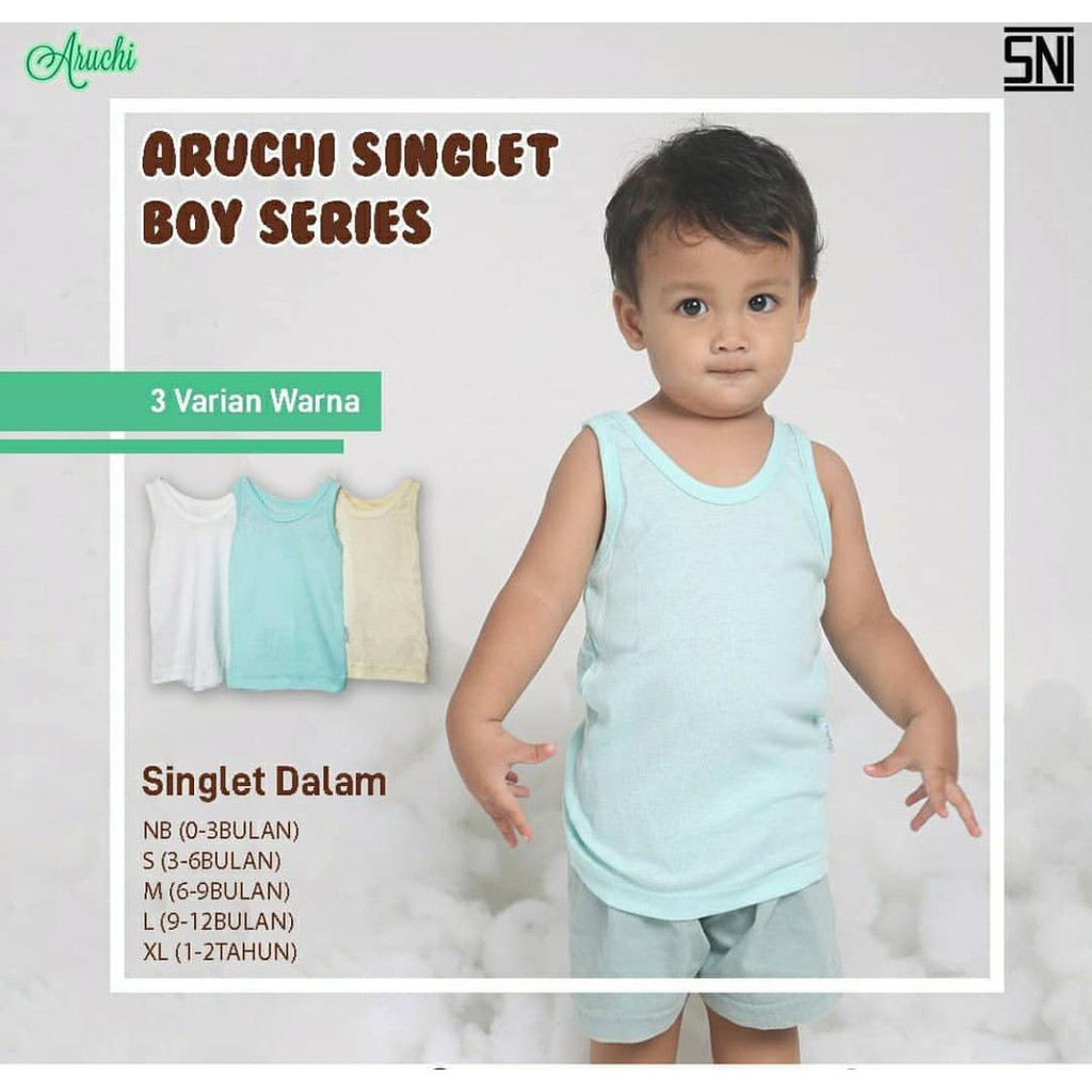 Singlet Aruchi Warna Boy &amp; Girl /3pcs (singlet dalam)