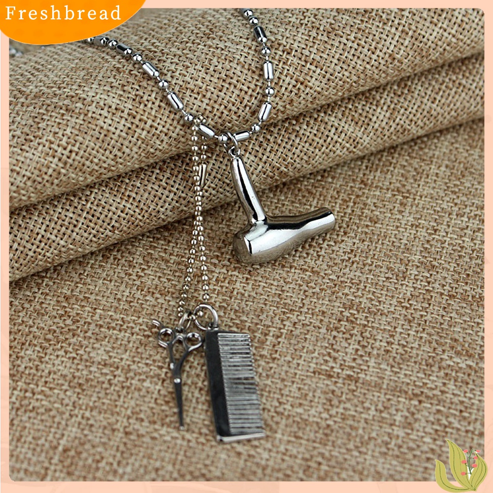 [TERLARIS]Unisex Hair Dryer Scissors Comb Pendant Chain Necklace Barber Kit Hairdresser Gift
