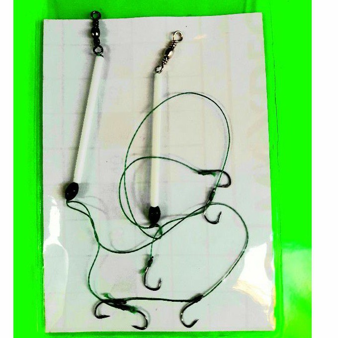 Rakitan pancing lumut 3 cabang kail ( isi 2 rakitan )