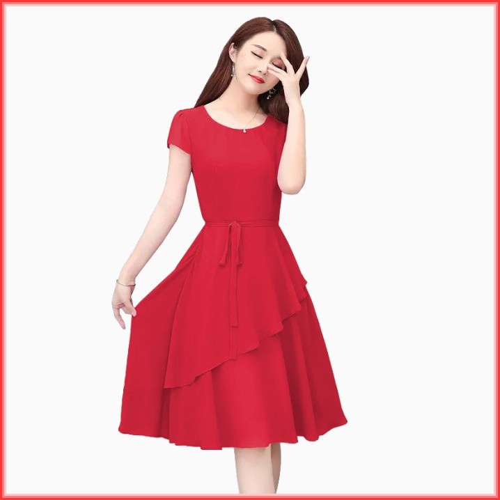 Model Terkini.. Dress Pendek Wanita Lengan Pendek Bahan Kaos Rayo MG875 Dress Sifon Lengan Pendek Ga