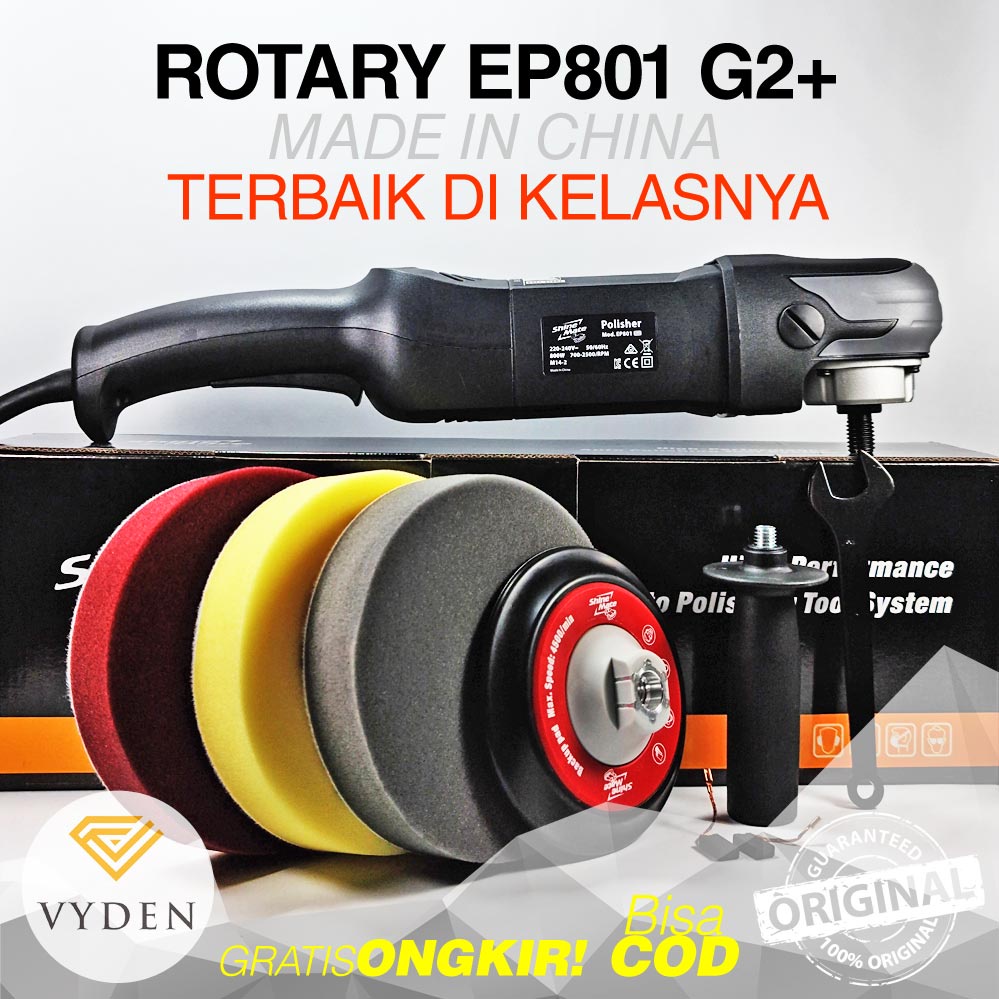 Mesin Poles Mobil Rotary Polisher Shinemate EP801 G2 PAKET PAD 6 inch 3 Buah Motor Sepeda Sela Lekukan Pengkilap Penghapus Pembersih Body Baret Dalam Halus Kerak Air Jamur Kaca Hologram Scratch Swirl Coating