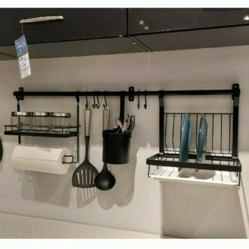 rak piring set / rak dapur welford informa / rak piring set lengkap dengan tempat bumbu tisu, gelas 