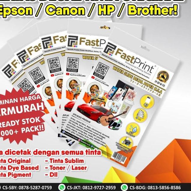 

Fast Print Kertas Water Slide Decal Paper White USA Ukuran A3 170 Gram