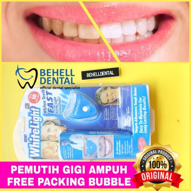 ORIGINAL WHITELIGHT PEMUTIH GIGI GEL LED / White Light Bahan Bleachin Whitening Teeth Penghilang Pembersih Perontok Karang Plak Gigi dan Bau Mulut Ampuh