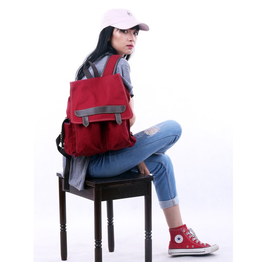 Ransel Stylish Ransel Wanita Kpop Style Backpack Kanvas Lembut Dan Tebal ESCORTBAGS