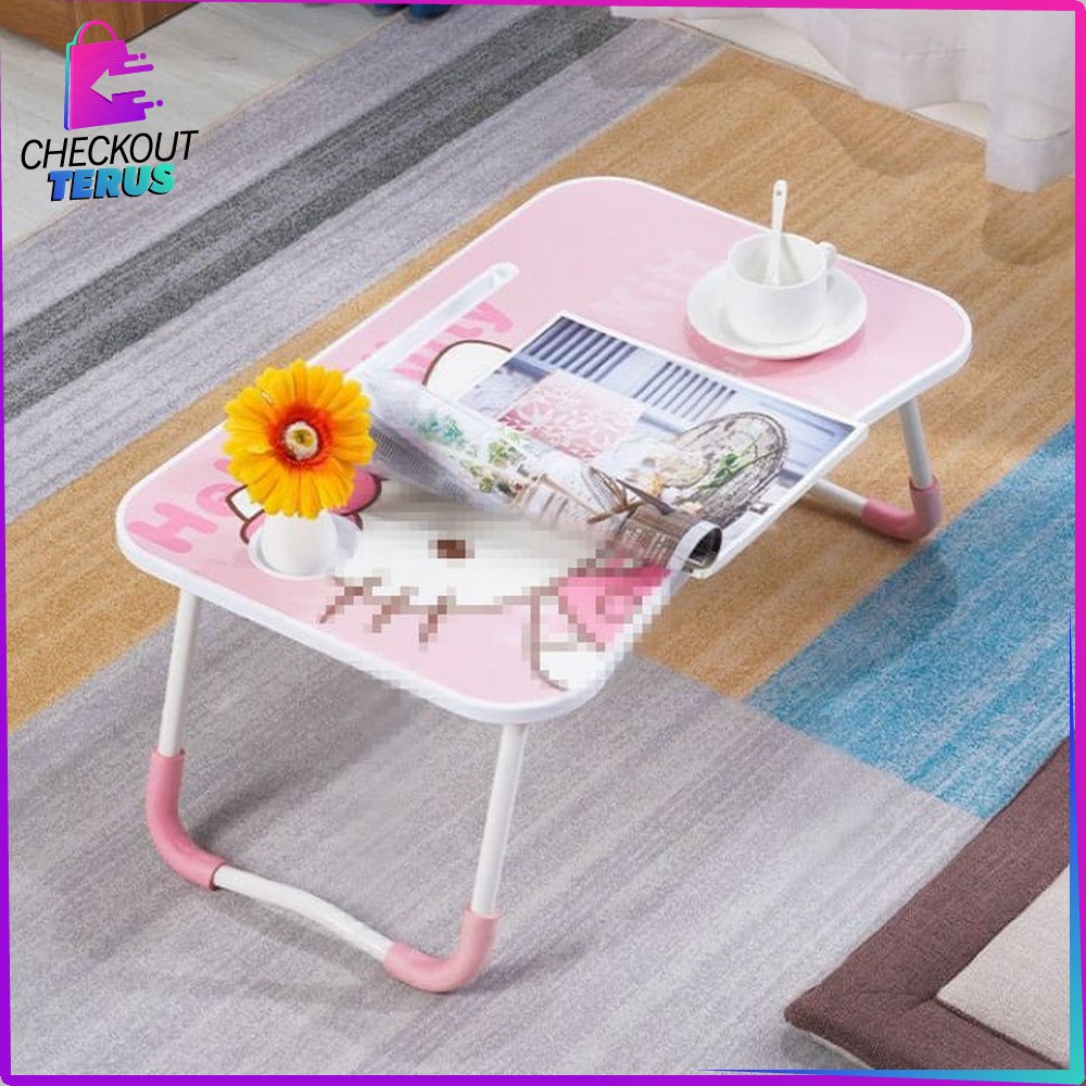 CT C78 Meja Lipat Portable Multifungsi Anti Air Polos dan Karakter Folding Table Meja Belajar Anak Meja Laptop