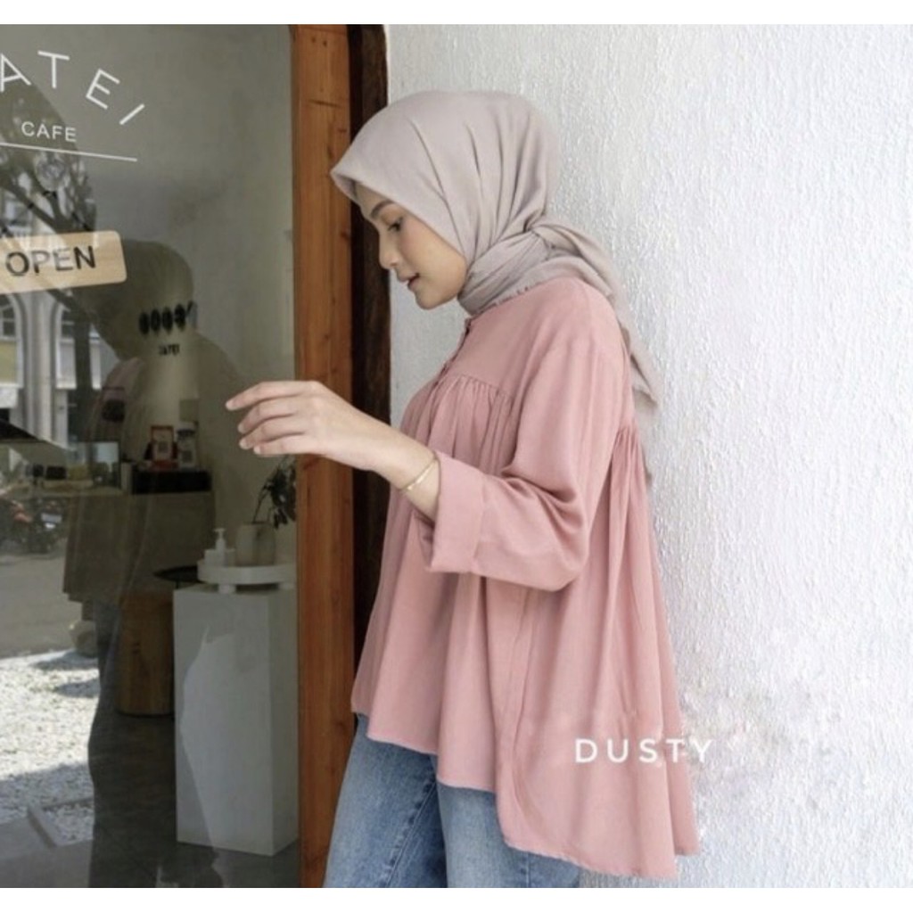 CRINCLE BLOUSE / BLOUSE RAYON-CRINCLE BLOUSE DUSTY