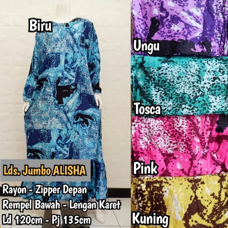 Daster Lengan Panjang Jumbo/Longdress Batik Bigsize/Abaya Jumbo Batik/Daster Muslimah Jumbo