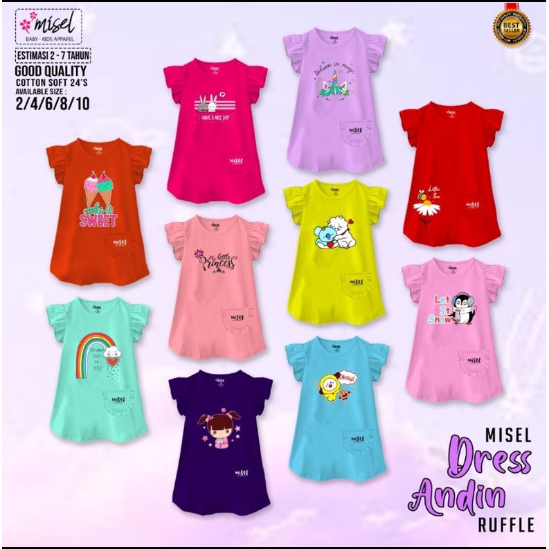 Daster Anak Perempuan 1-8 Tahun, Dress Kaos Midi Anak Cewek