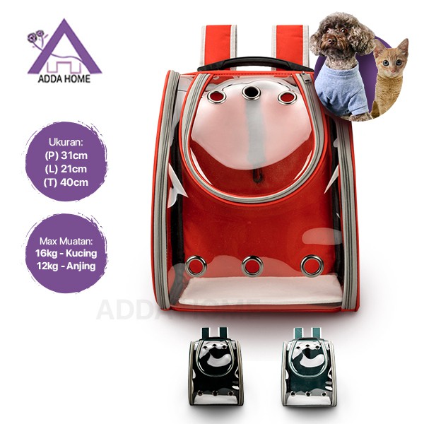 Adda Home - Tas Ransel Backpack Anjing Kucing Transparan Pet Carrier And Travel Cargo 40x31x21cm