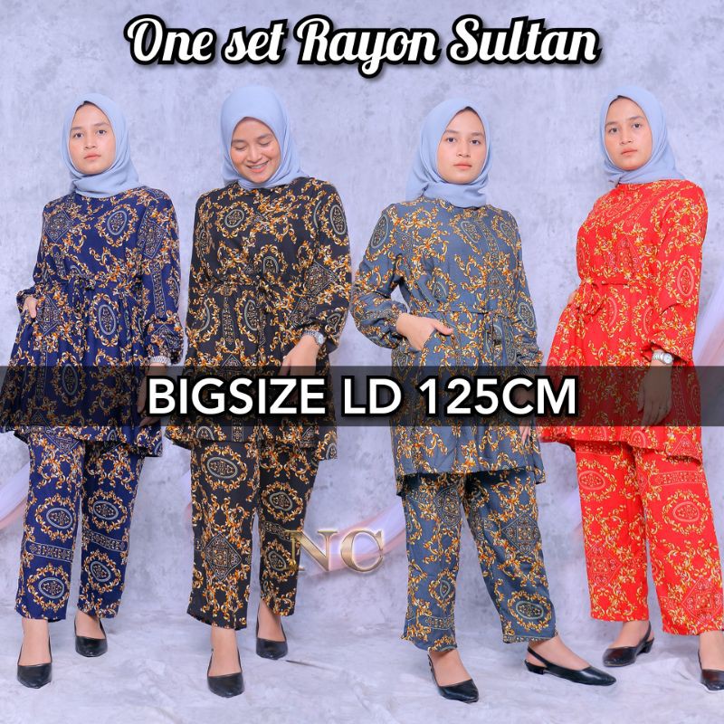 (PROMO) Ld 125cm Setelan rayon jumbo /pajamas one set rayon sultan xxxl / setcel sultan jumbo