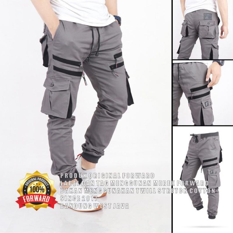 celana jogger zipper cargo