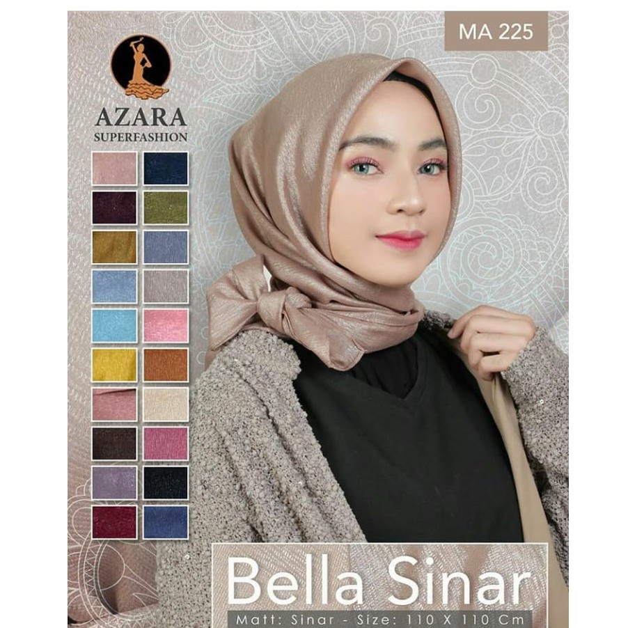 Hijab Bella Sinar Lasercut by Azara / Jilbab Segiempat Polos / Glamor