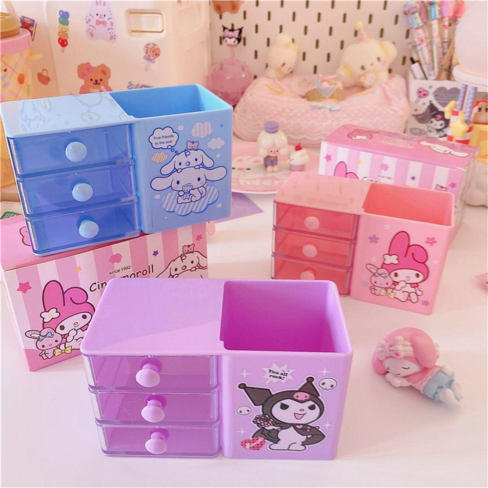 [Elegan] Tempat Pulpen Kawaii Plastik Kuromi My Melody Storage Box Kotak Organizer Siswa