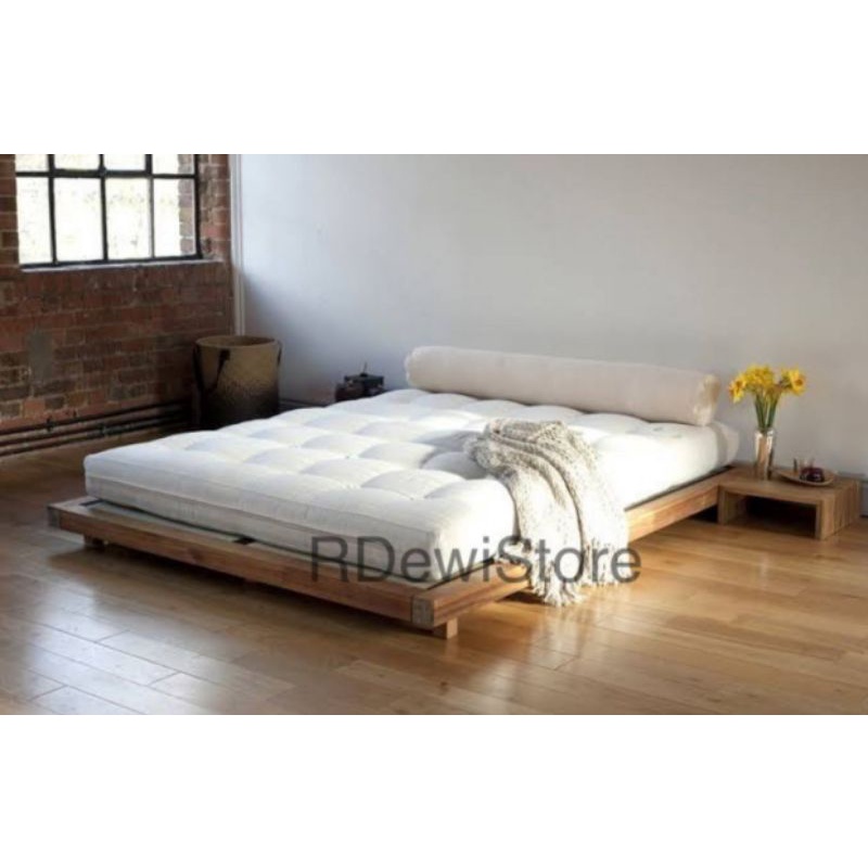 tempat tidur minimalis kayu jati low platform | dipan | ranjang | modern jepang | dipan rendah | dip