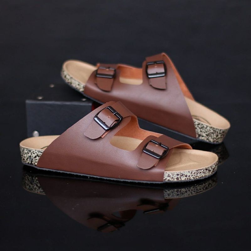 HARGA GROSIR ! SANDAL KULIT PRIA 05 CEVANY BLACK BROWN TAN KULIT SAPI ASLI ORIGINAL