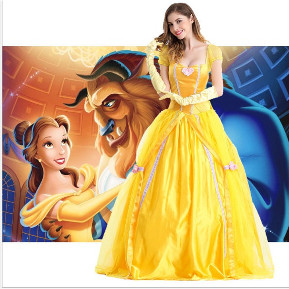 KOSTUM COSPLAY GAUN PRINCESS DISNEY BELLE DEWASA WANITA