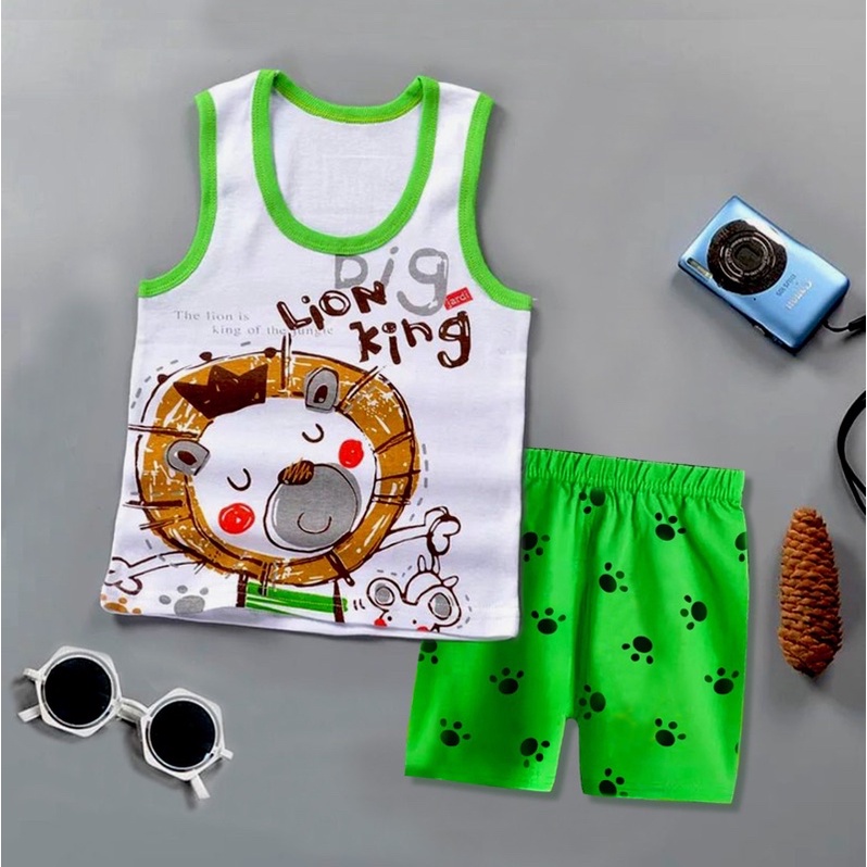 SETELAN SINGLET ANAK KARAKTER LION KING ALL SIZE 6-12 BULAN