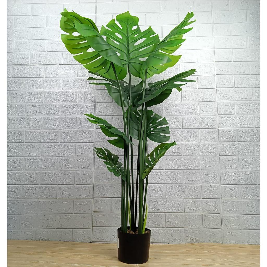 Pohon Monstera Pot Tanaman Hias Artificial Monstera Plastik PBP127 Azgalery