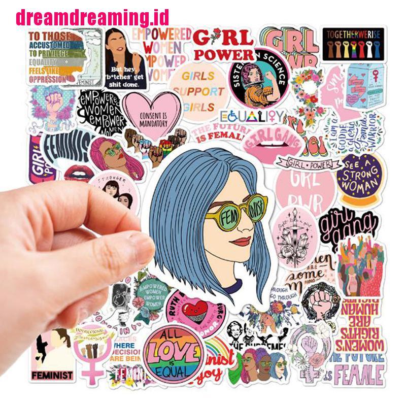 50pcs Stiker Motif Kartun Perempuan Untuk Laptop / Handphone / Koper