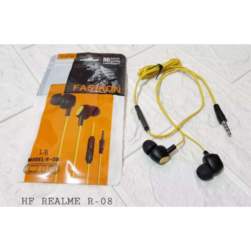 BEST SELLER HEADSET REALME R 08 SUARA BASS TELINGA KARET PACKING GOOD QUALITY IN EAR