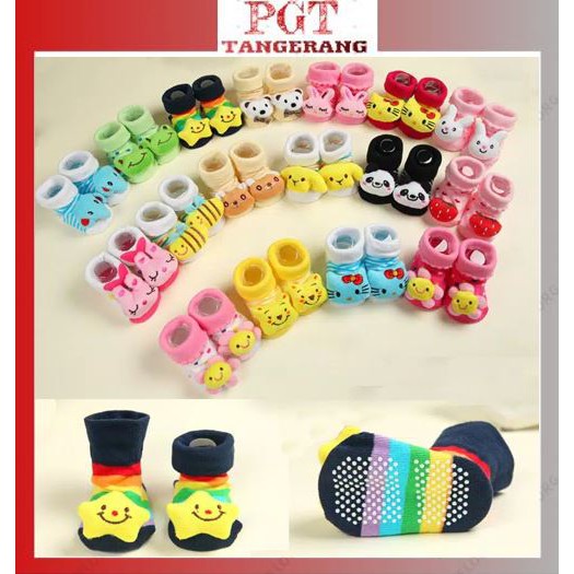 PGT - Prewalker 3D Sepatu Kaos Kaki Bayi Karakter Lucu Umur 0-12 Bulan