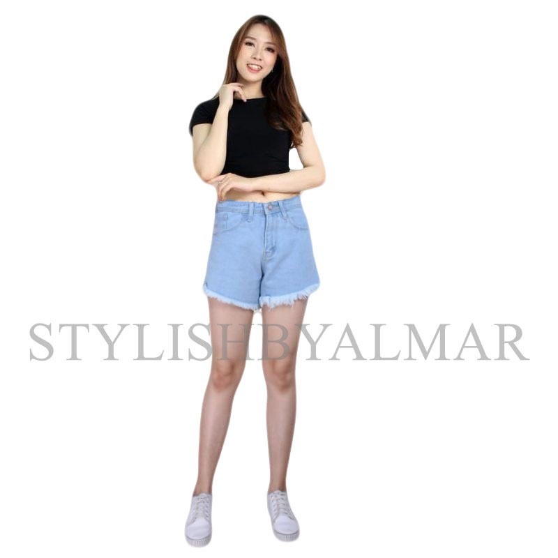 celana jeans pendek wanita hotpants jeans cewek highwaist model rawis