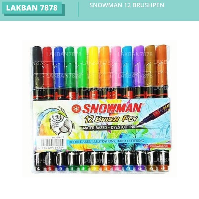 

(BISA COD) SNOWMAN 12 BRUSHPEN / BRUSH PEN / KUAS KALIGRAFI WARNA 12 SALE Kode 557