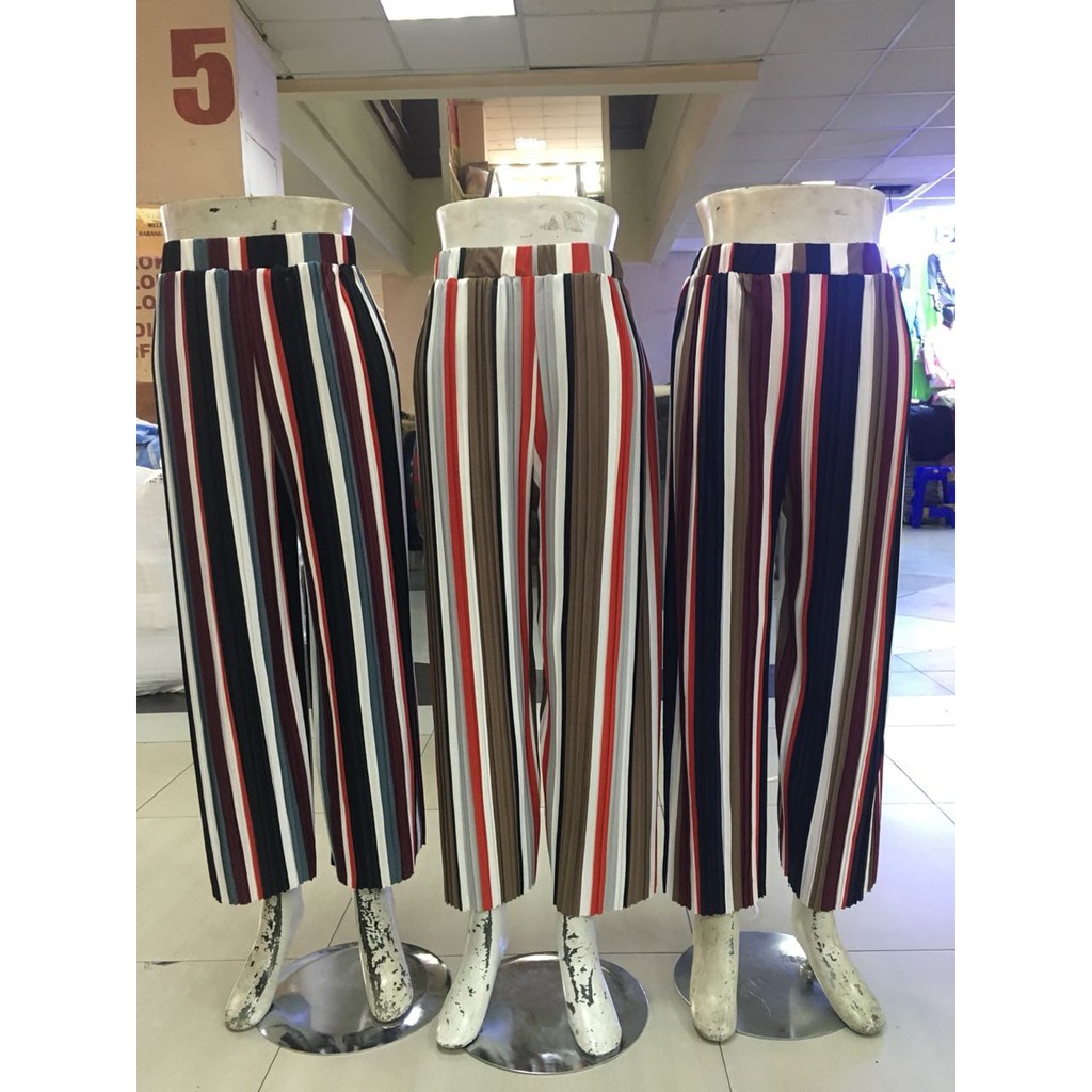 KULOT PREMIUM ORI PELANGI/KULOT PLISKET WARNA WARNI SALUR PREMIUM/KULOT PLEATED STRIPES/KULOT LURUS