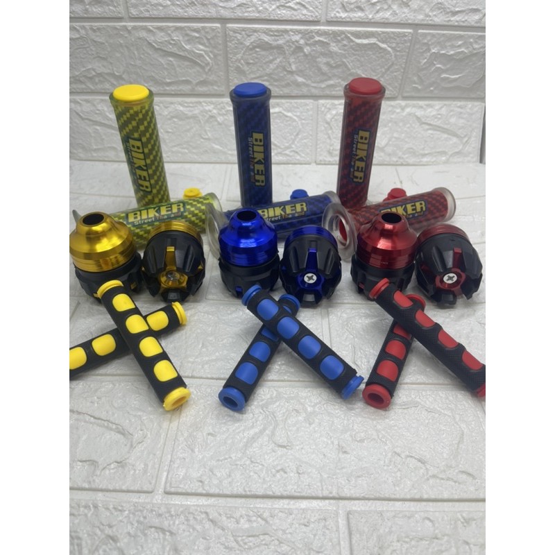 Handgrip Karbon Biker + Karet Handle Rem + Jalu As Roda Depan Universal