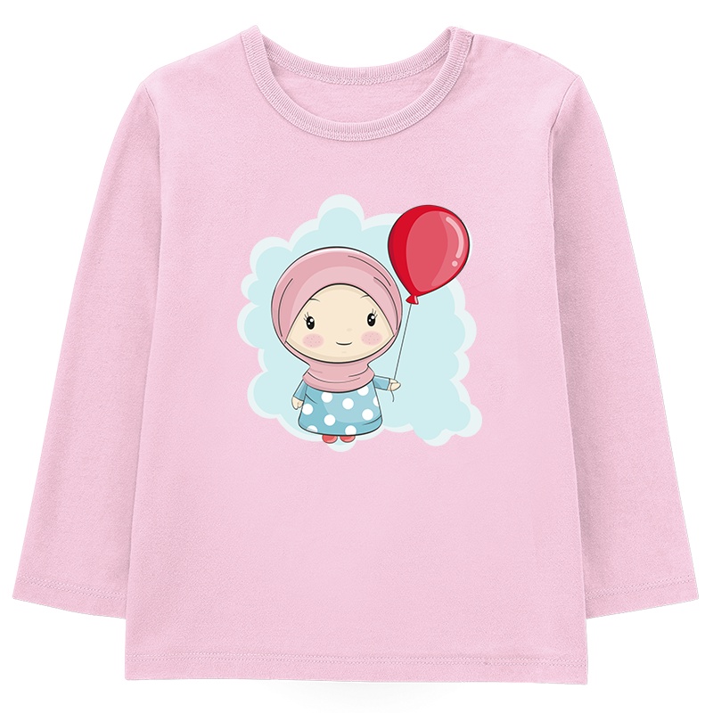 Jns Kaos Muslim Series Hijab Love Ready Bayi Anak Dewasa Bahan Cotton Combed 30s