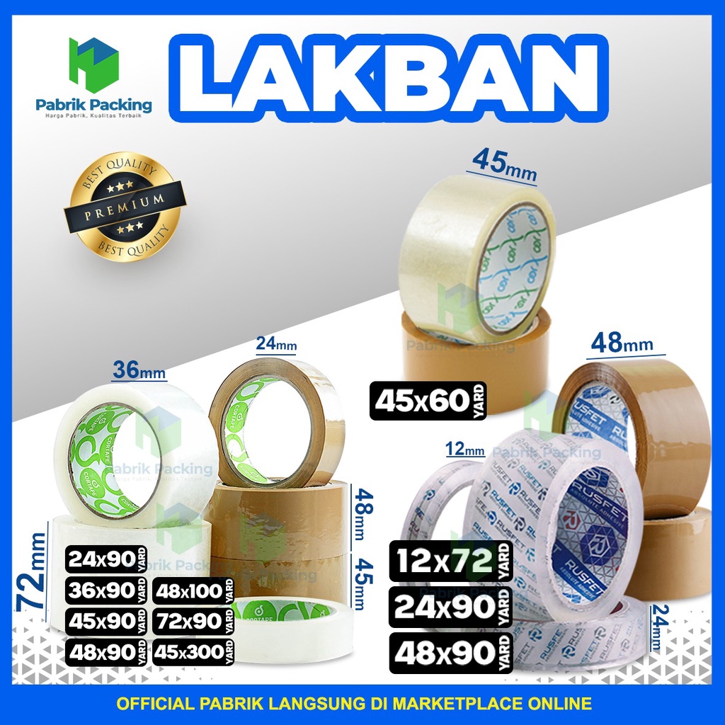

Plakban Selotip Solatip Isolasi OPP Tape Cokelat Bening Satuan