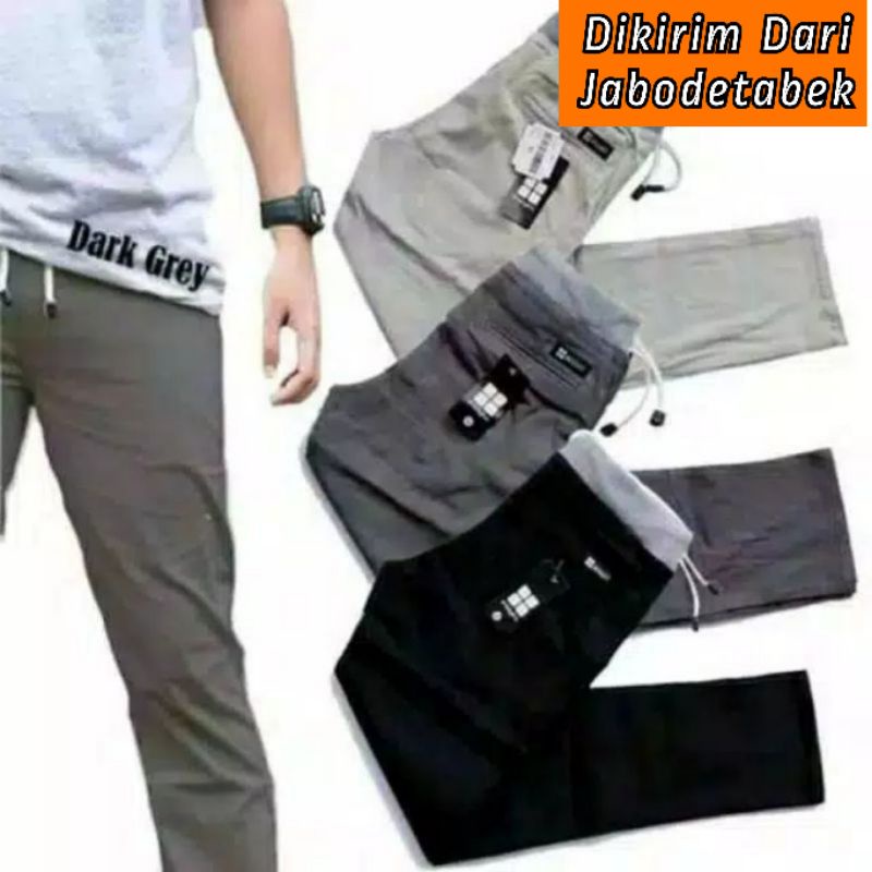 Celana Chino Rip Panjang Dewasa Pinggang Karet Bahan Stretch Melar Rib Chino Pants