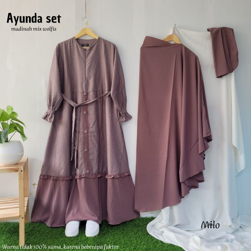 Gamis set cadar Ayunda ORI katun madinah |GAMIS SYARI FREE CADAR BAHAN EMPUK TEBAL