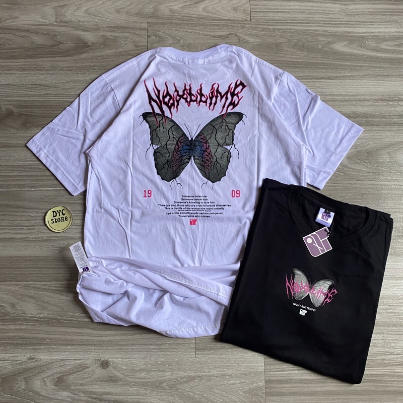 BAJU KAOS PRIA DISTRO ORIGINAL NEXT-TIME BUTTERFLY HITAM PENDEK / KAOS DISTRO SABLON PLASTISOL