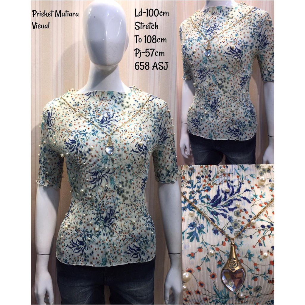 QF BLOUSE PLISKET MUTIARA VARIASI TEMBAK