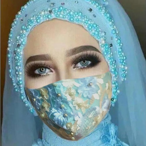 Masker Pengantin Masker Hias Brokat Payet