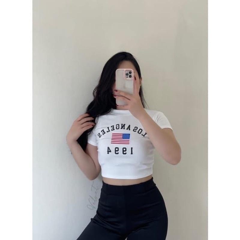 KNIT RIB CROP TOP LOS ANGELES | TSHIRT KAOS CROP TOP LA